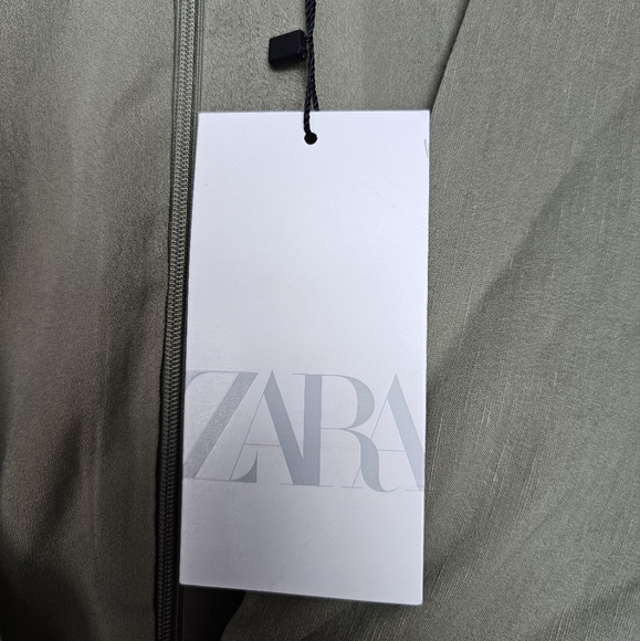 ZARA SEXY LINEN BLEND SHORT DRESS LONG SLEEVE OLIVE GREEN CUT OUT MINI XS - Picture 16 of 16